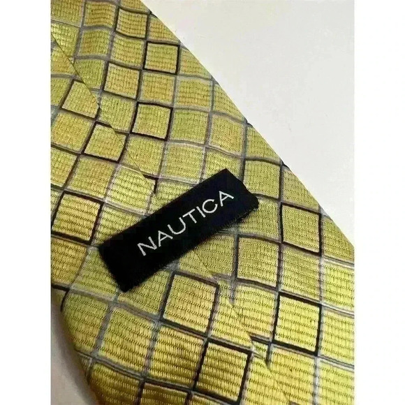 Bvlgari Men's Gold Geometric Silk Tie Classic Length - Picture 4 of 5